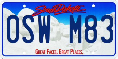 SD license plate 0SWM83