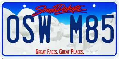 SD license plate 0SWM85