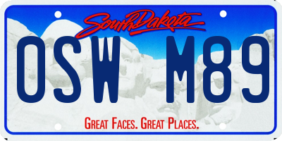 SD license plate 0SWM89