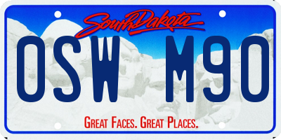 SD license plate 0SWM90