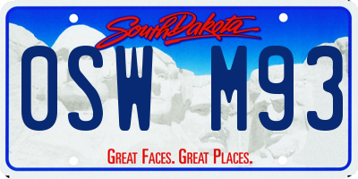 SD license plate 0SWM93