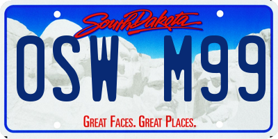 SD license plate 0SWM99