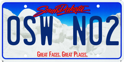 SD license plate 0SWN02