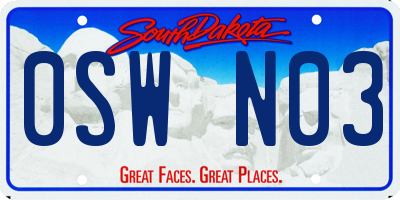 SD license plate 0SWN03