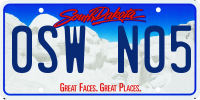 SD license plate 0SWN05
