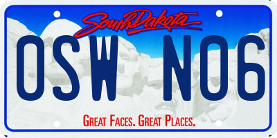 SD license plate 0SWN06