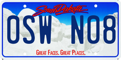 SD license plate 0SWN08