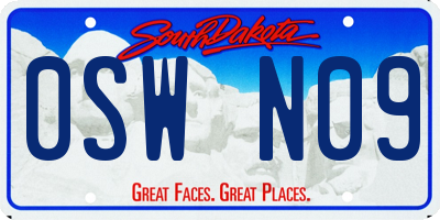 SD license plate 0SWN09
