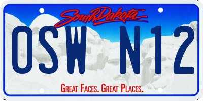 SD license plate 0SWN12