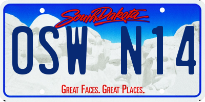 SD license plate 0SWN14