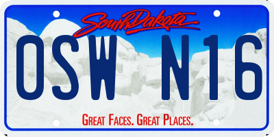 SD license plate 0SWN16