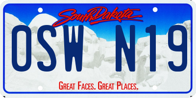 SD license plate 0SWN19