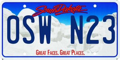 SD license plate 0SWN23