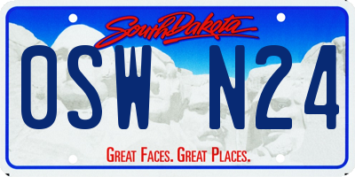SD license plate 0SWN24