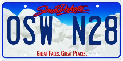 SD license plate 0SWN28