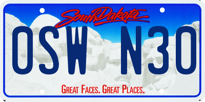 SD license plate 0SWN30
