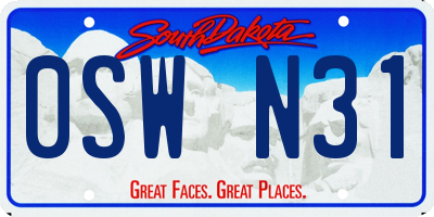 SD license plate 0SWN31