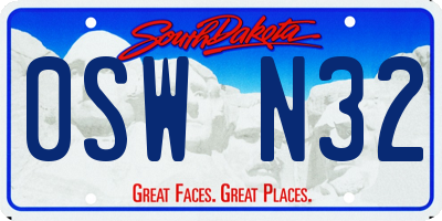SD license plate 0SWN32