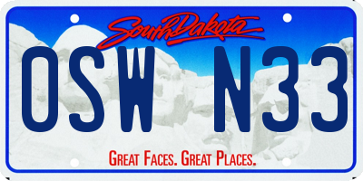 SD license plate 0SWN33