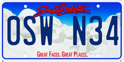 SD license plate 0SWN34