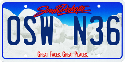 SD license plate 0SWN36