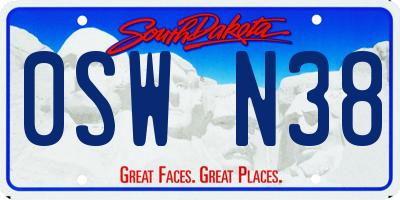 SD license plate 0SWN38
