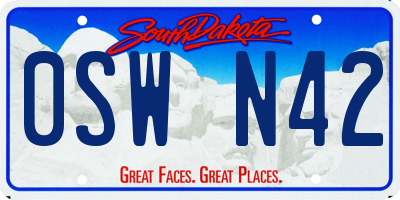 SD license plate 0SWN42