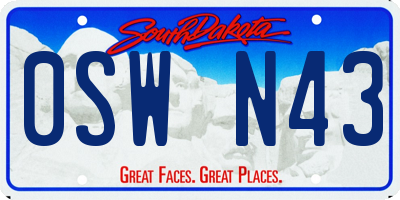 SD license plate 0SWN43