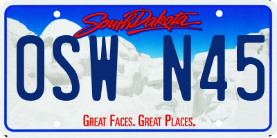 SD license plate 0SWN45