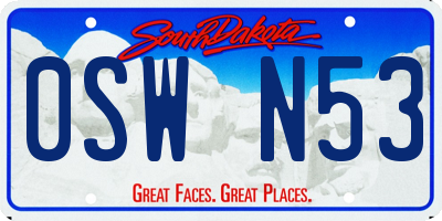 SD license plate 0SWN53