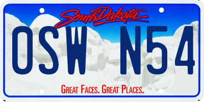 SD license plate 0SWN54