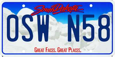 SD license plate 0SWN58