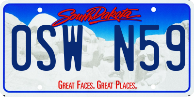 SD license plate 0SWN59