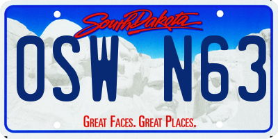 SD license plate 0SWN63