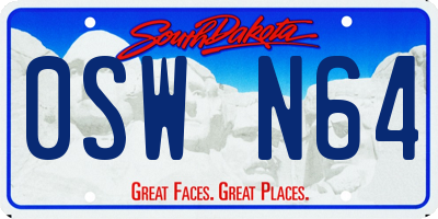 SD license plate 0SWN64