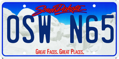 SD license plate 0SWN65