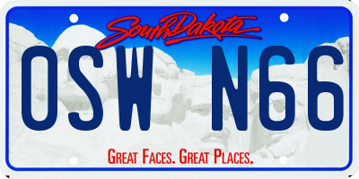 SD license plate 0SWN66