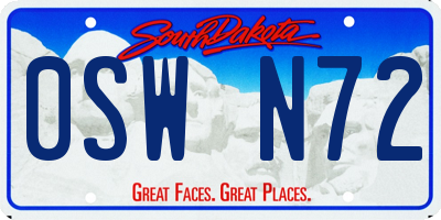 SD license plate 0SWN72