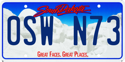SD license plate 0SWN73