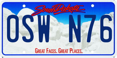 SD license plate 0SWN76