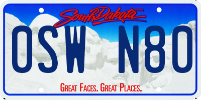 SD license plate 0SWN80