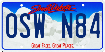 SD license plate 0SWN84