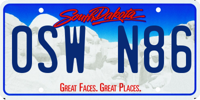 SD license plate 0SWN86