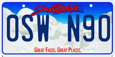 SD license plate 0SWN90