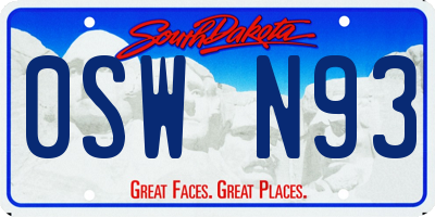 SD license plate 0SWN93