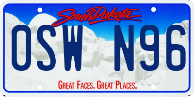 SD license plate 0SWN96