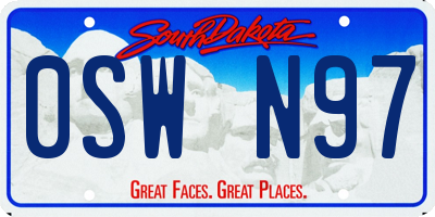 SD license plate 0SWN97