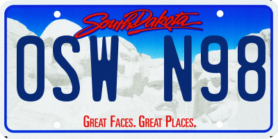 SD license plate 0SWN98