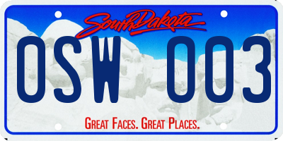 SD license plate 0SWO03
