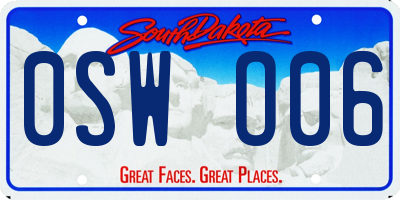 SD license plate 0SWO06